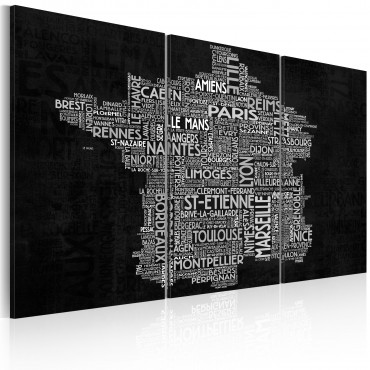 Cuadro - Text map of France...