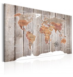 Cuadro - World Map: Wooden...