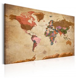 Cuadro - World Map: Brown...